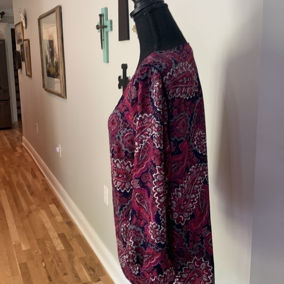 Talbots 3/4 sleeve navy Fuchsia print Talbots MP - Picture 2 of 7